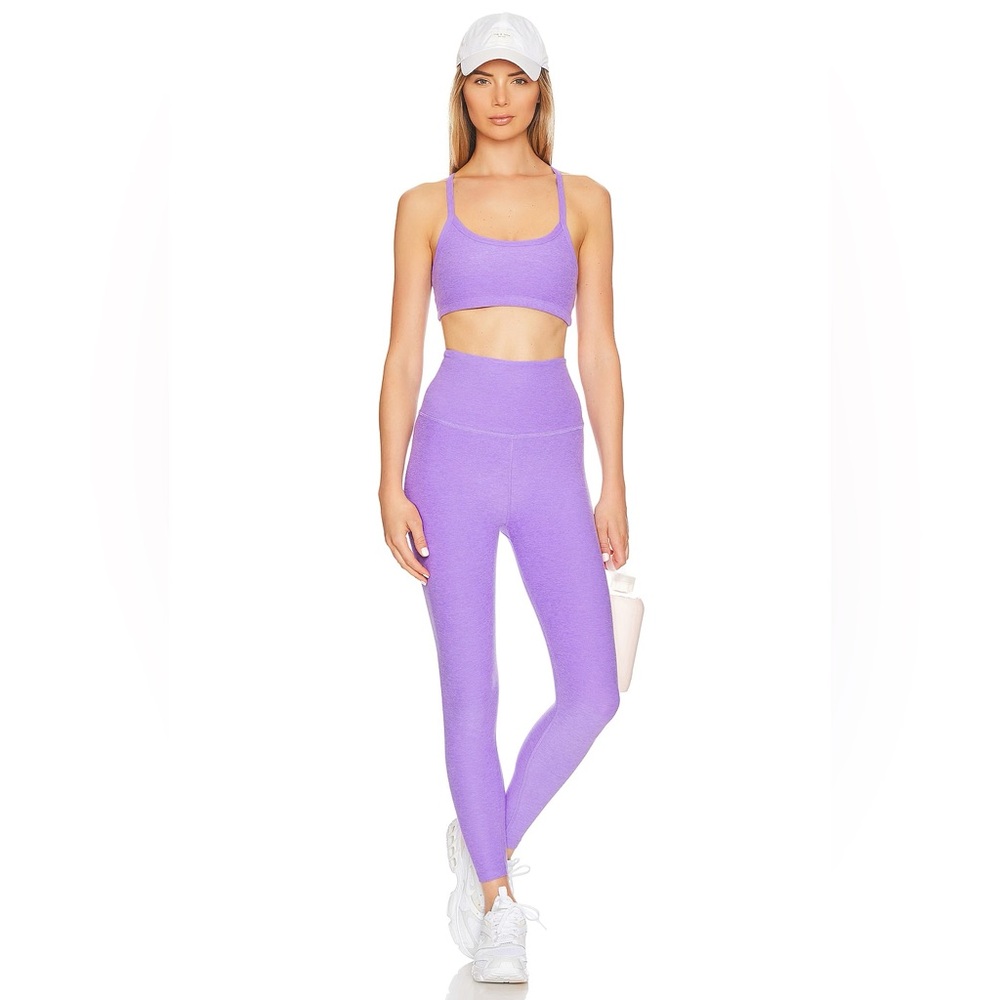 NWT Beyond Yoga Spacedye Caught in the Midi Leggings in Bright Amethyst Heather